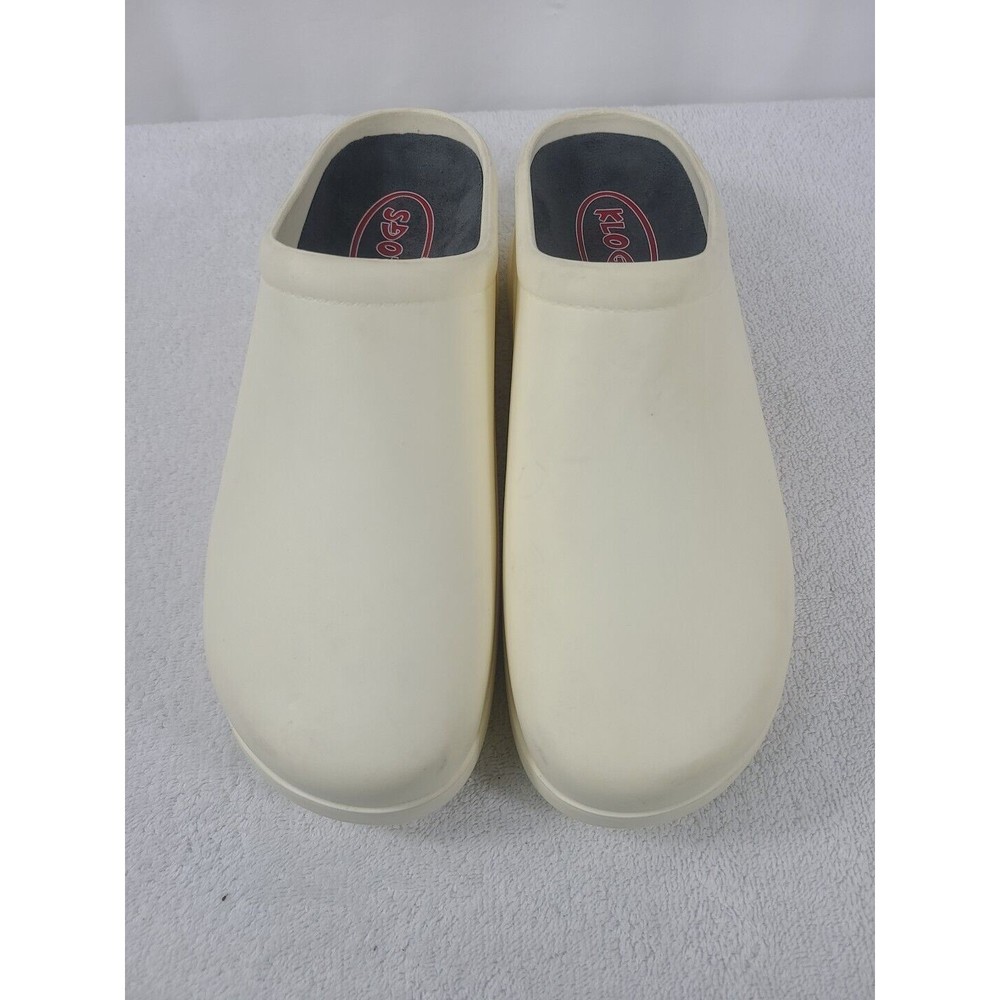 Klogs Colby White Cream Slip Resistant Comfort Clogs Womens Sz 12  Wide Nursing
